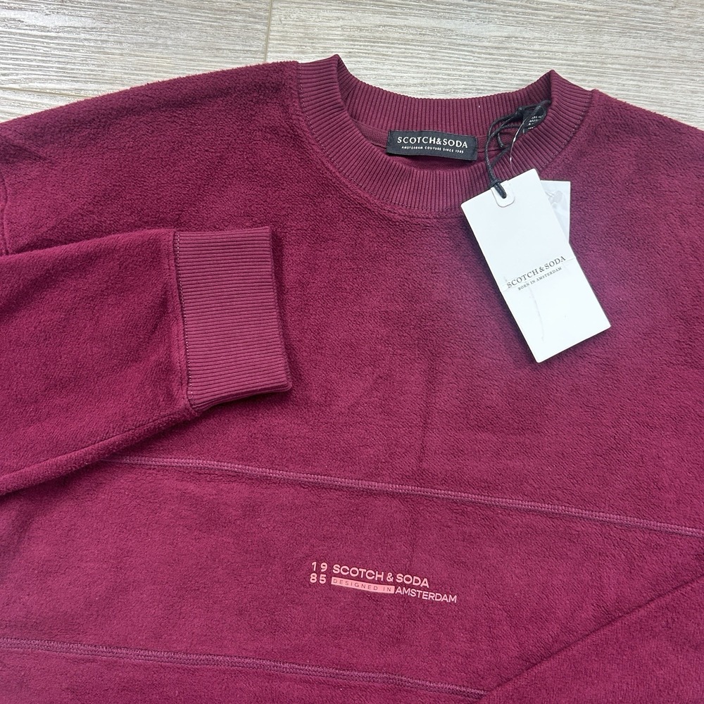 Scotch & Soda Men's XL Maroon Cotton Blend Crewneck 1985 Amsterdam